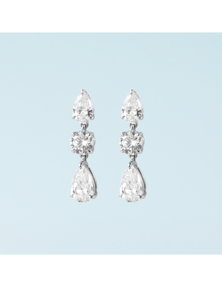 Three Stone Drop Earings